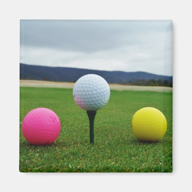 Aimant Ballons de golf JAUNE, ROSE ET BLANC (Devant)