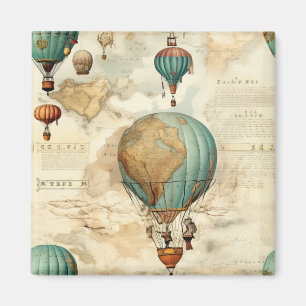 Aimant Balloon vintage à air chaud dans un paysage serein