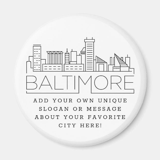 Aimant Baltimore | Message de ville personnalisé ou aiman (Devant)