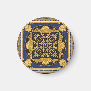 Aimant Bandana Print : Black Blue Gold.