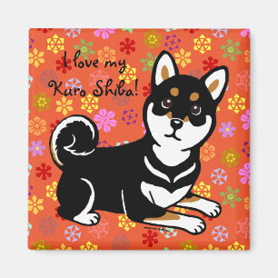 Aimant Bande dessinée de chien de Kuro Shiba Inu