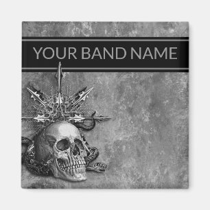 Aimant Bande personnalisée Merch Skull Heavy Metal Rock