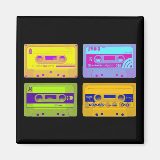 Aimant Bandes de cassettes Pop Art Retro 80s (Devant)