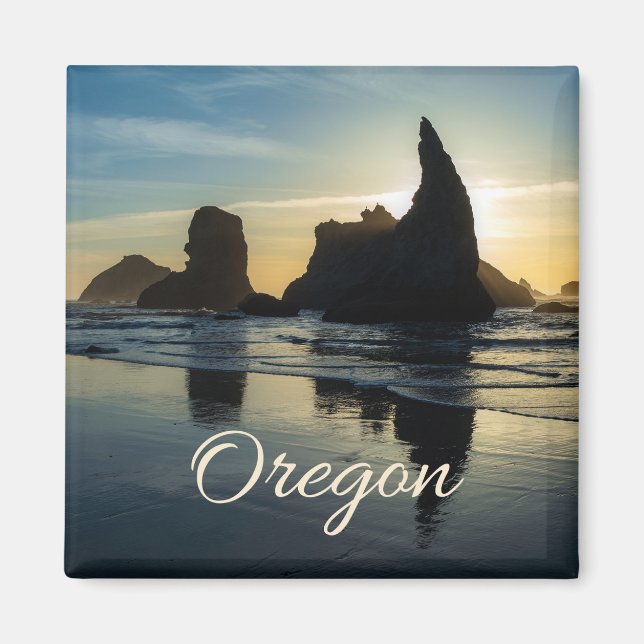 Aimant Bandon Oregon Sea Stations Sunset Photo (Devant)