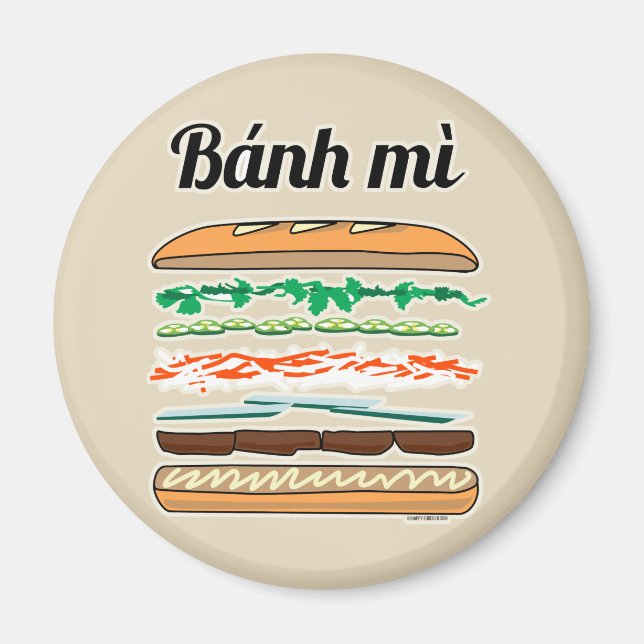 Aimant Banh Mi sandwich vietnamien baguette de pain franç (Devant)