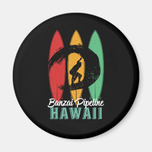 Aimant Banzai Pipeline Hawaii Beach Vintage Retro Surf