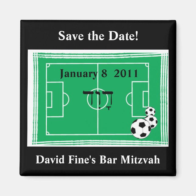 Aimant Bar Mitzvah Soccer Enregistrer la date (Devant)