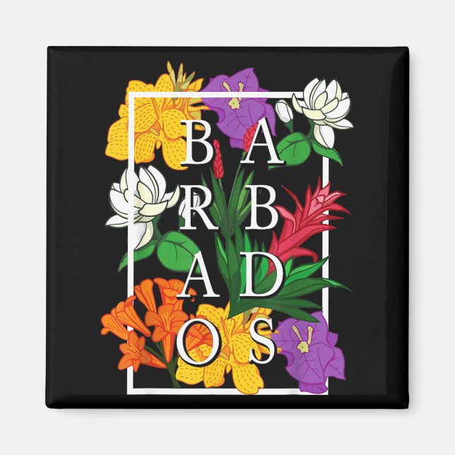 Aimant Barbados Bajan Wildflower Pride Floral  (Devant)