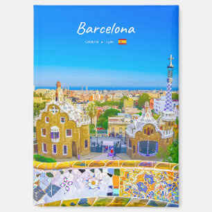 Aimant Barcelone, Espagne - Parc Guell Mosaïque Plate