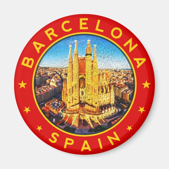 Aimant Barcelone, Spain, circle, red (Devant)