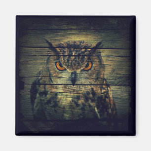 Aimant Barn Wood Gothique oiseau sauvage Éffrayant chouet