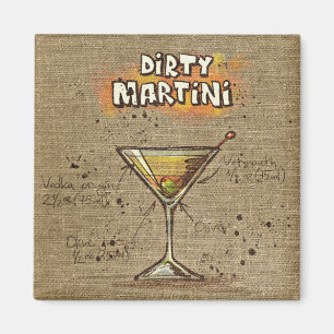Aimant Barre de recette de martini sale Burlap