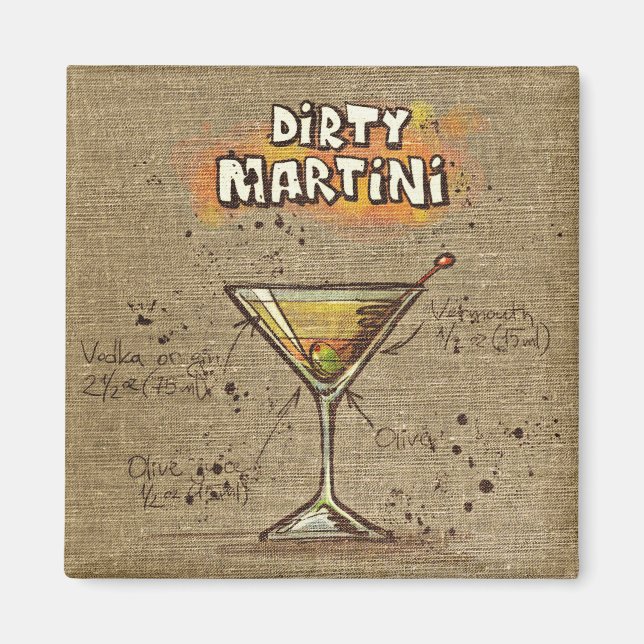 Aimant Barre de recette de martini sale Burlap (Devant)