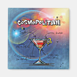Aimant Barre de recettes cosmopolite Bleu
