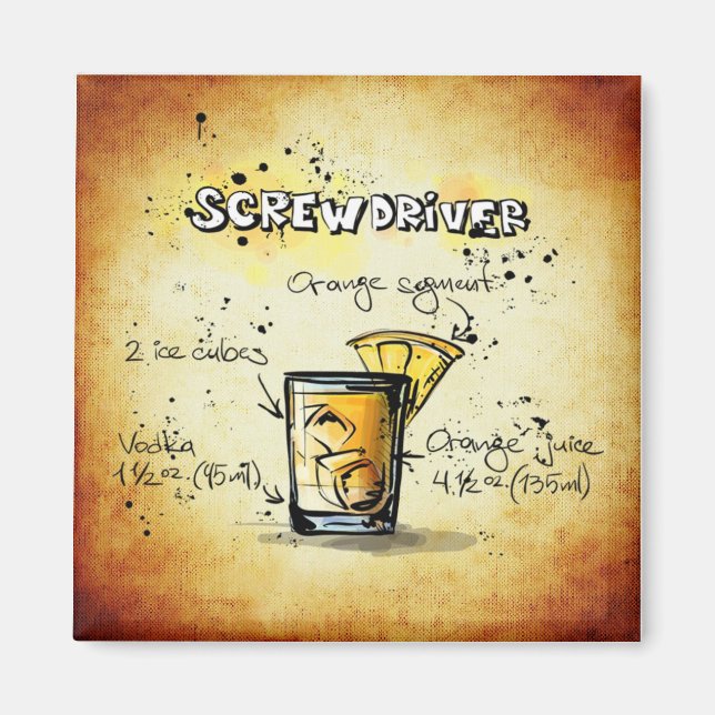 Aimant Barre d'or de recettes de tournevis Cocktail de re (Devant)