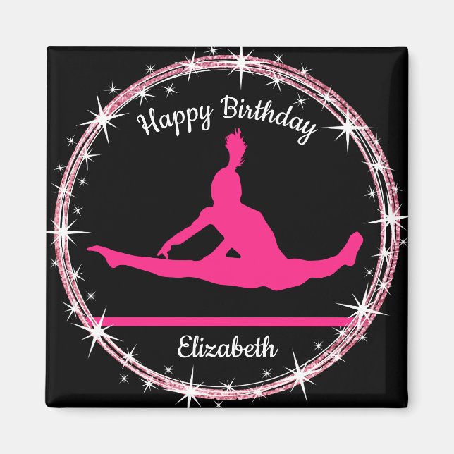 Aimant Bars de gymnastique Anniversaire en rose et noir (Devant)