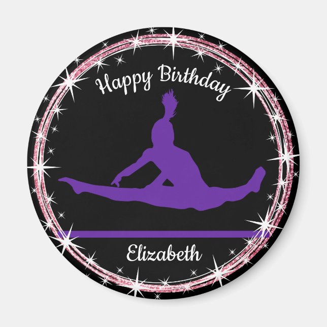 Aimant Bars de gymnastique Anniversaire en violet et noir (Devant)