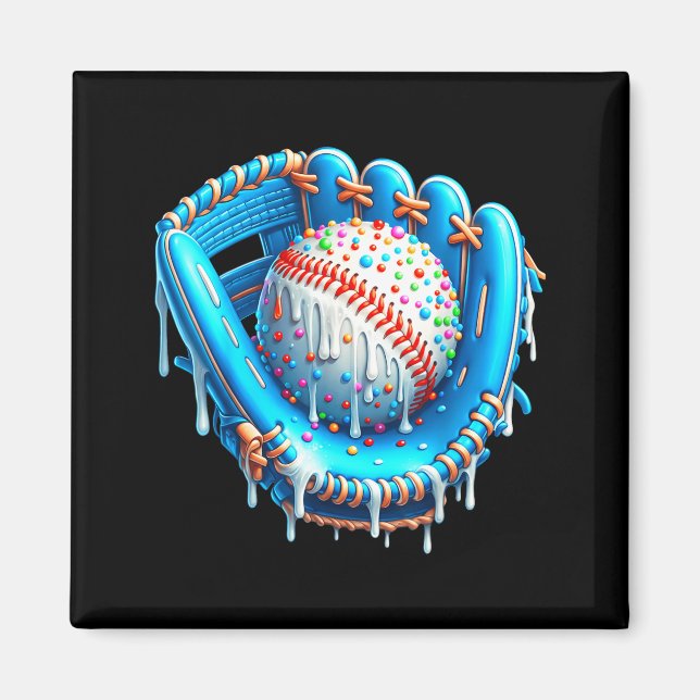 Aimant Baseball Drip Ice Cream Glove With Sprinkles Ball  (Devant)