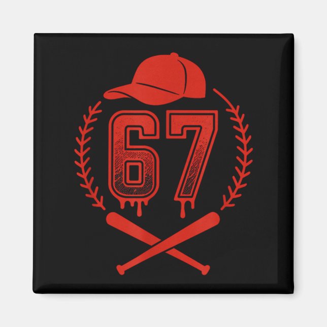 Aimant Baseball Drip Number 67 Player Or 67th Birthday  (Devant)