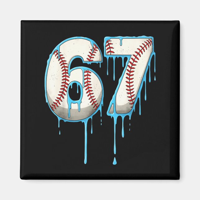 Aimant Baseball Ice Cream Drip 67 Six Seven Meme Number 6 (Devant)