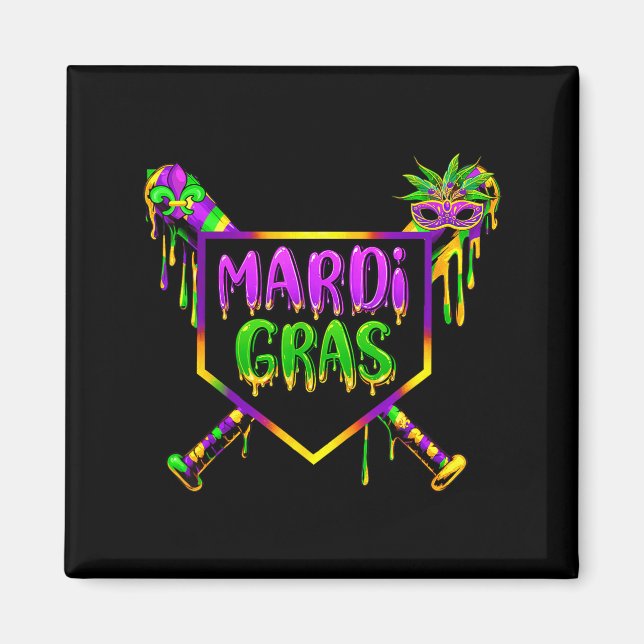 Aimant Baseball Mardi Gras Carnival Party Mask Ice Cream  (Devant)