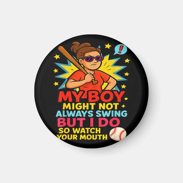 Aimant Baseball Mom Funny Quote For Mother's Day Gift  (Devant)