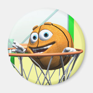 Aimant Basket-ball amusant en dessin animé dans un cercea