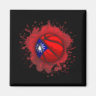 Aimant Basket-ball avec drapeau taïwanais
