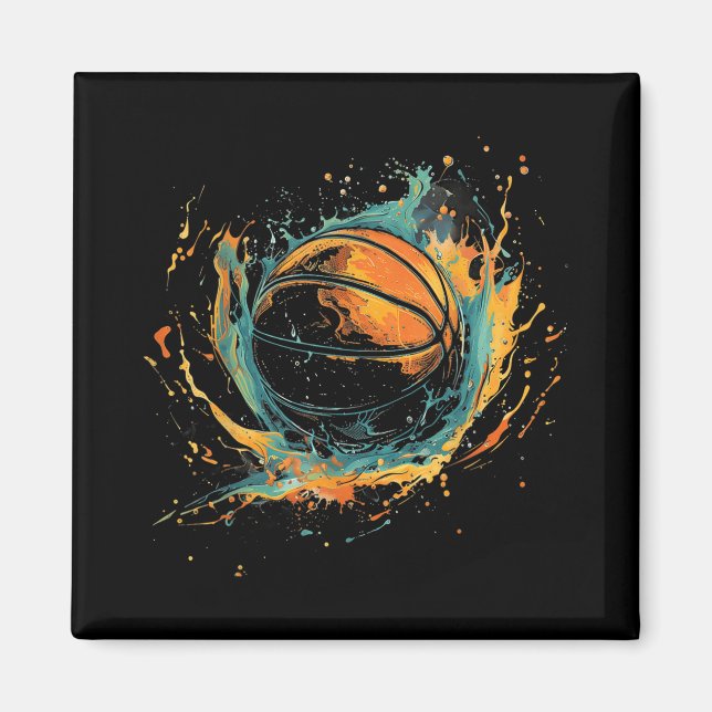 Aimant Basketball Armoire Basketball Lover Aquarelle Dra (Devant)