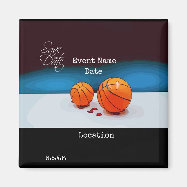 Aimant Basketball Enregistrer la date pour l'invitation d (Devant)