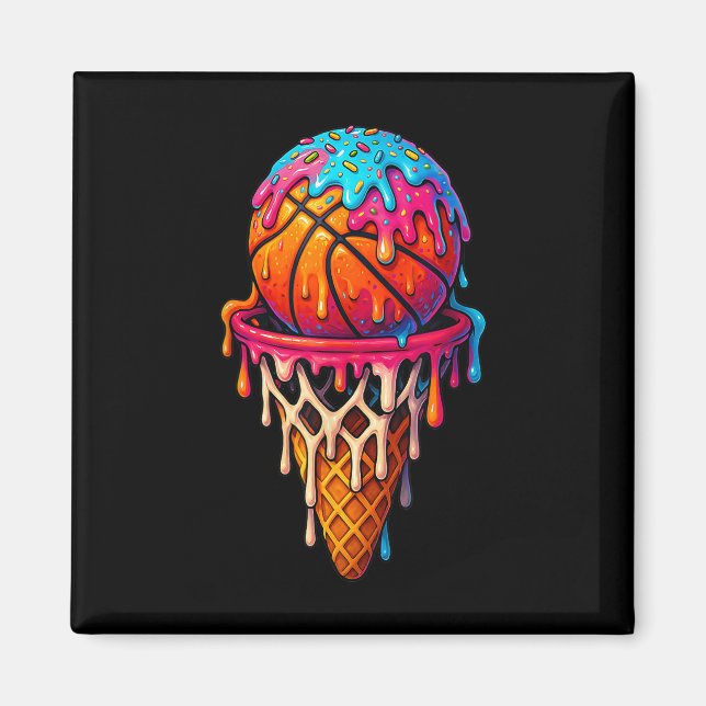 Aimant Basketball Ice Cream Drip For Boys Girls Youth Bas (Devant)