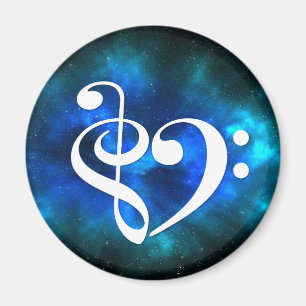 Aimant Basse Clé Treble Clé Coeur Bleu Burst Nebula