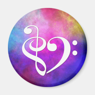 Aimant Basse Clé Treble Coeur Clé Baid Nebula violette