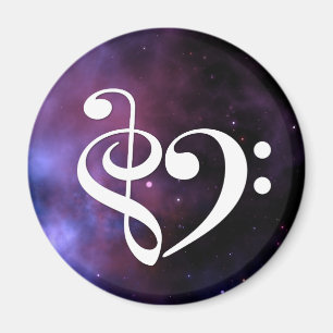 Aimant Basse Clé Treble Coeur Purple Haze Nebula