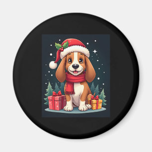 Aimant Basset Hound Chien vêtements de Noël Santa Hat Chi