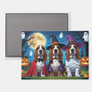 Aimant Basset Hound Chiens Citrouille Halloween Funny