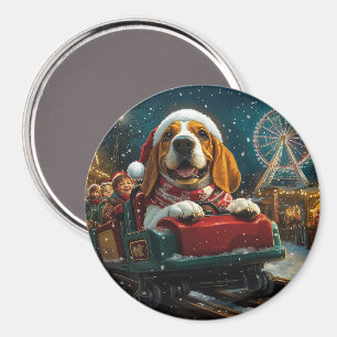 Aimant Basset Hound Dog Roller Dessous de verre Noël