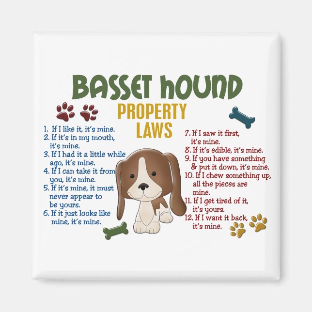 Aimant Basset Hound Lois sur la propriété 4 (Devant)
