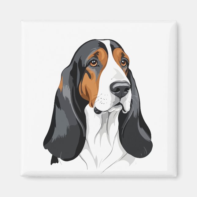 Aimant Basset Hound Vector Graphisme Art Portrait Animal (Devant)