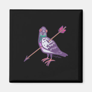 Aimant Bataille De Pigeon Sur Sticker Violet