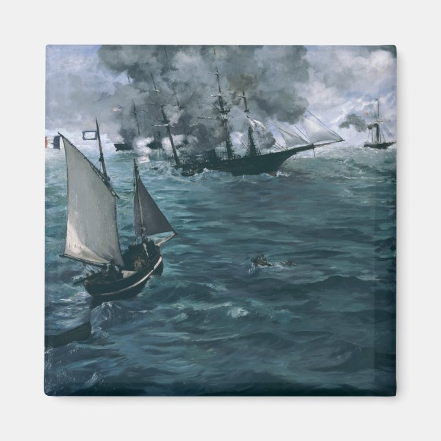 Aimant Bataille USS Kearsarge et CSS Alabama par Manet (Devant)