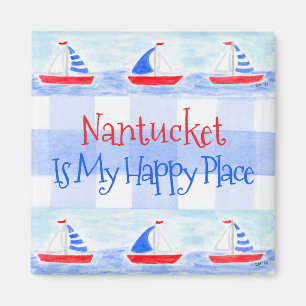 Aimant Bateau à voile aquarelle Vérifiez l'endroit heureu