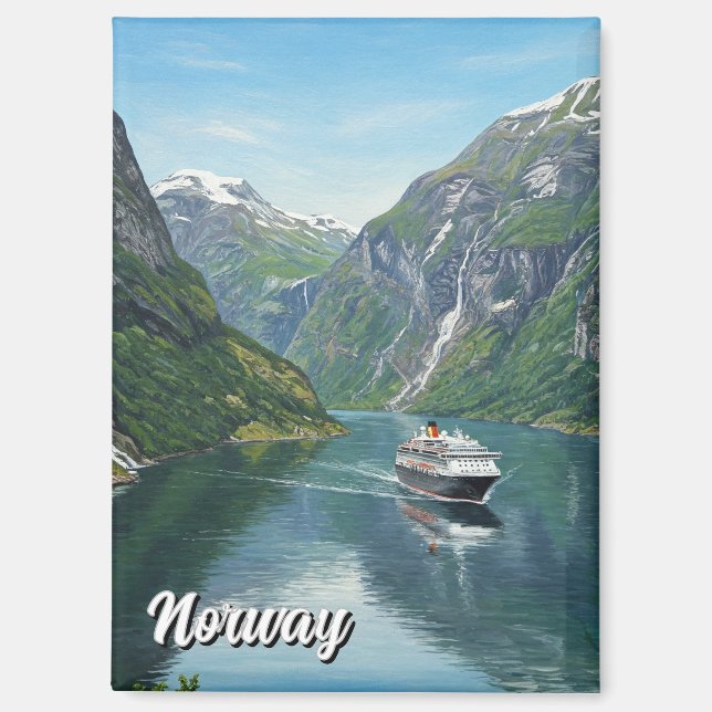 Aimant Bateau de croisière en Norvège Fjord (Recto)