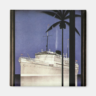 Aimant Bateau de croisière tropicale Vintage voyage et pa