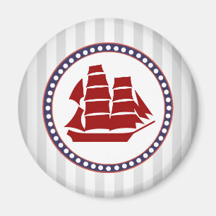 Aimant Bateau de navigation rouge nautique et rayures
