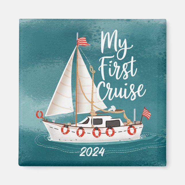 Aimant Bateau mignon - Ma première croisière - Personnali (Devant)