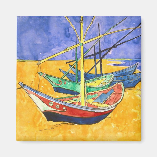 Aimant Bateaux De Pêche Plage Saintes-Maries Van Gogh Fin (Devant)