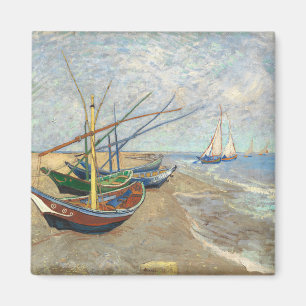 Aimant Bateaux de pêche sur la plage par Vincent Van Gogh