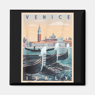 Aimant Bateaux Gondoles Rétro Avec La Skyline De Venise I