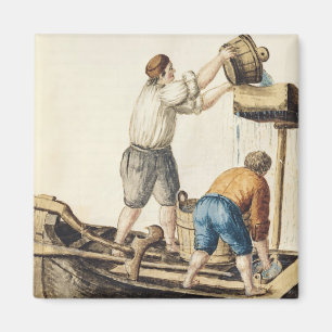 Aimant Bateliers versant l'eau doux dans les